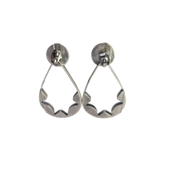 Zuni-Style Sterling Silver Multi-Stone Inlay Convertible Teardrop Earrings - Picture 11 of 16